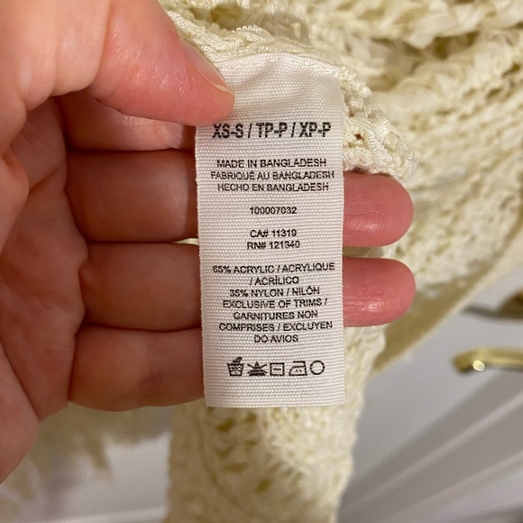 Garage Open Knit Fringe Kimono Cardigan Cream XS / S - Picture 5 of 5